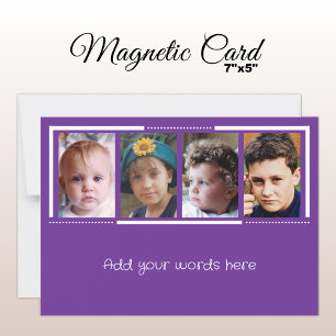 4 foto personalizada texto branco roxo cartão magn