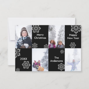 4 Fotos Fundo Preto Neve - Cartão de Natal 3x5