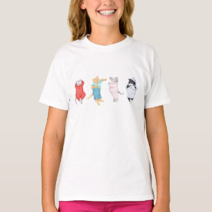 4 GATOS DE PIJAMA Camiseta de Menina