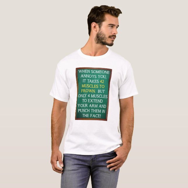 4 Músculos para Soco Camiseta Divertida (Frente Completa)