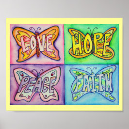 4 Palavras Asas borboletas Posters de arte inspira
