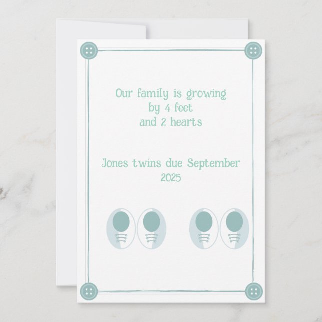 4 pés, 2 corações, anúncio de gravidez dupla (Frente)