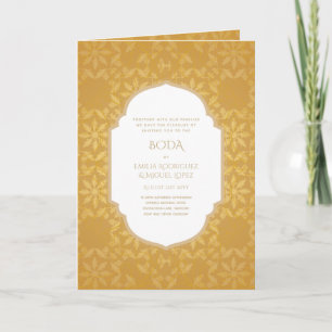 4 pg NUESTRA BODA Dourado Convite Ornamental