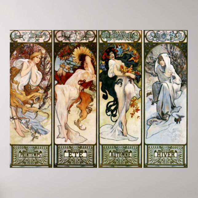 4 Seasons Alphonse Mucha Impressão (Frente)