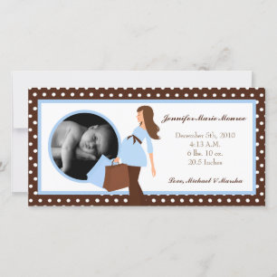 4 x 8 Blue Mod Mãe Polka Foto Anúncio de Nasciment