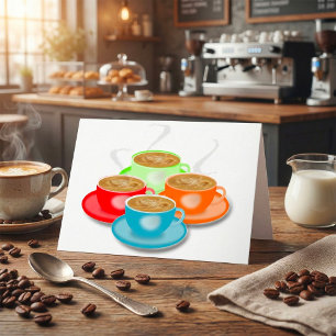 4 Xícaras de Cartões de Boas-Vindas de Café