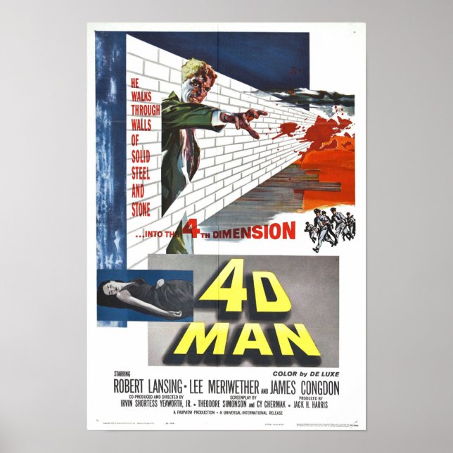 4D Man Movie Poster Science Sci fi Action (Frente)