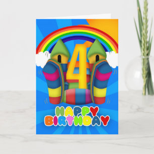 4o Cartão de aniversário com castelo e o arco-í