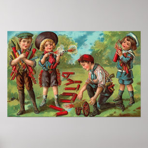 4o de crianças de julho com poster dos