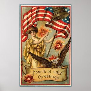 4o julho - poster da arte do vintage