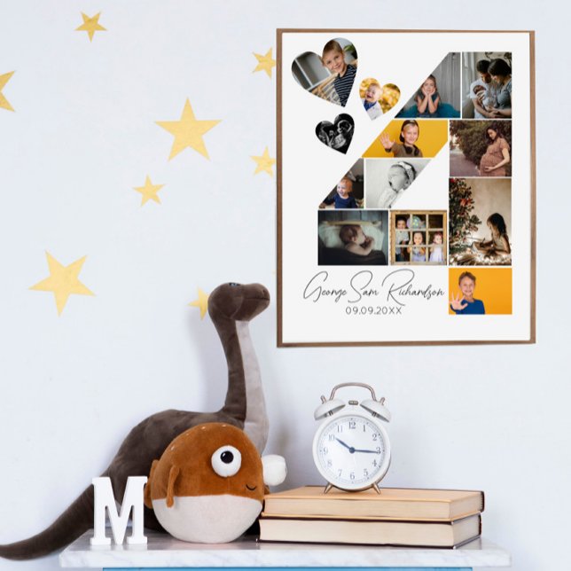 4th Birthday Photo Collage Poster Keepsake (Criador carregado)