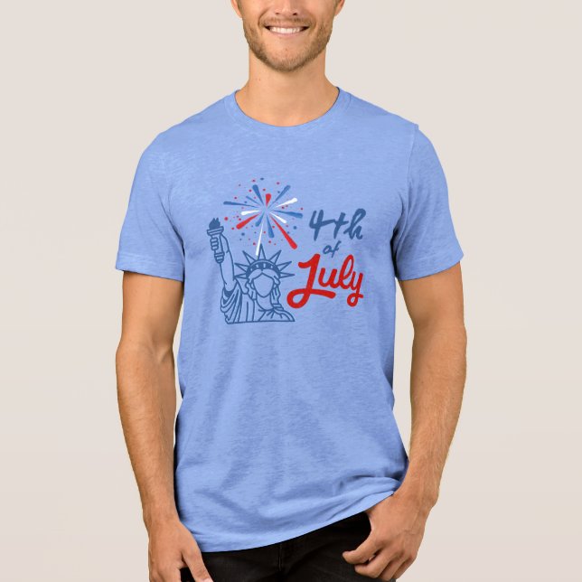 4th of July Statue of Liberty Fireworks T-Shirt (Frente)