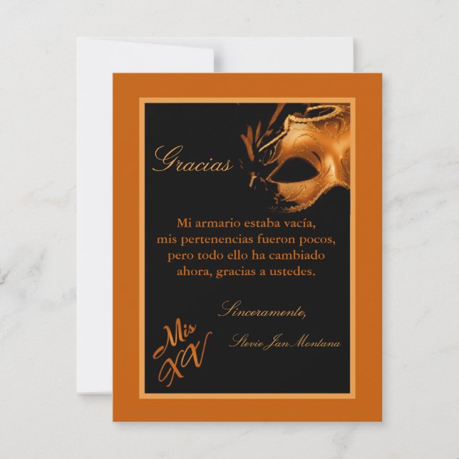 4x5 Cartões de agradecimentos FLAT Mis XV Orange (Frente)