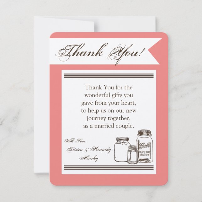 4x5 FLAT Cartões de agradecimentos Mason Jar Count (Frente)