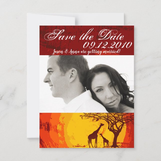 4x5 Salve a data Cartão africano Safari Giraffe Su (Frente)