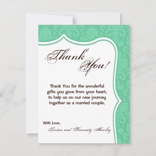 4x5 traço de mint branco do Cartões de agradecimen (Frente)