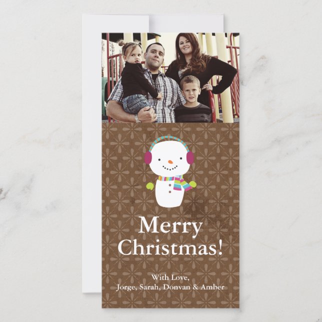 4x8 Cartão com fotos de inverno Snowman (Frente)