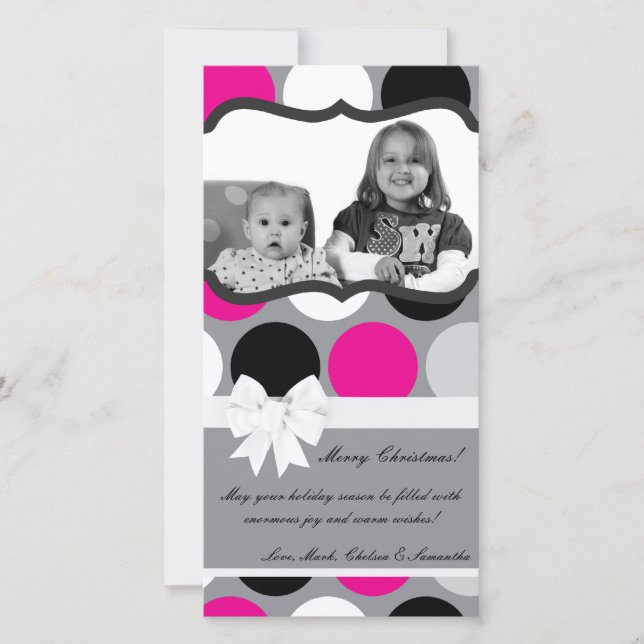 4x8 Cartão de Natal de FOTOGRAFIA preto-a-rosa-que (Frente)