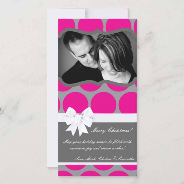 4x8 Cartão de Natal de FOTOGRAFIA preto-a-rosa-que (Frente)