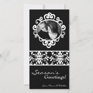 4x8 Cartão de Natal de Frame de Damasco Branco Pre