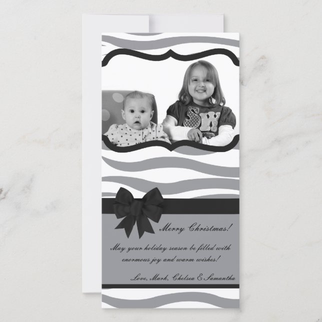 4x8 Cinza Zebra Negra Cartão de Natal PHOTO (Frente)