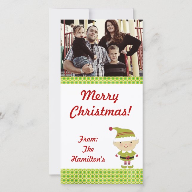 4x8 Elf de inverno em Cartão com fotos Verde (Frente)