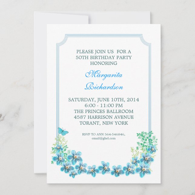 50ª festa de aniversário elegante convites vitoria (Frente)