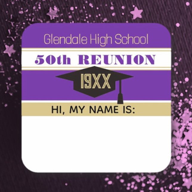 50ª Reunião! Adesivo de Nome de etiqueta de Reuniã (Criador carregado)
