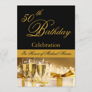 50º-59º Convite Personalizado de Festa de aniver