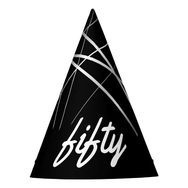 50º aniversário 50 Festa de Papel Preto Chapéu (Frente)