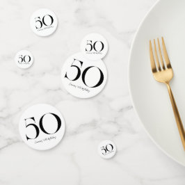 50º aniversário Confetti preto e branco