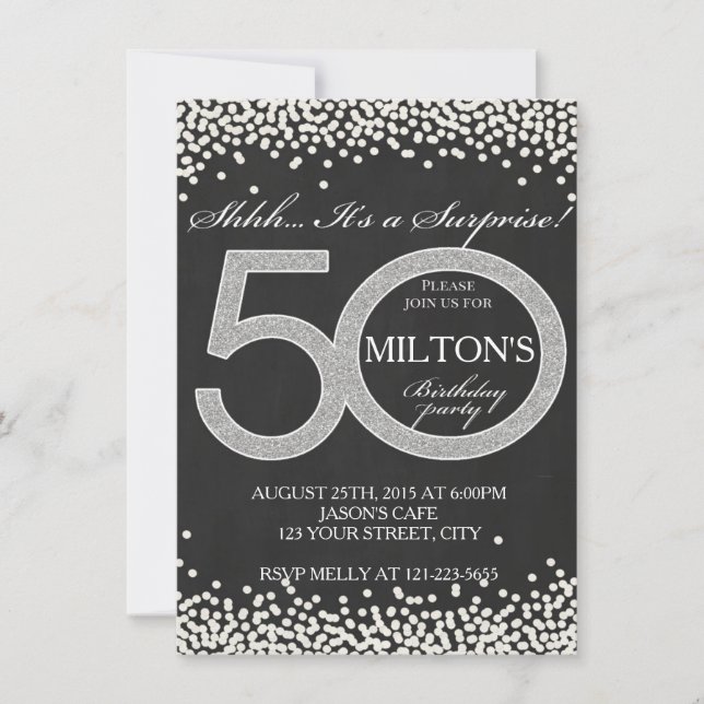 50º Aniversário - convite de festas de surpresa (Frente)