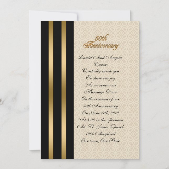 50º Aniversário Convite elegante (Frente)