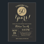 50º Aniversário Convite Preto e Dourado<br><div class="desc">50.º Aniversário - Convite Preto e Cartão Dourado para Brilhar. Para mais personalização,  clique no botão "Personalizar" e use a ferramenta design para modificar este modelo.</div>