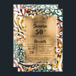 50º Aniversário Convites à Impressão em Animais<br><div class="desc">Um padrão colorido de impressão em animais selvagens colorido,  sobreposto com folha de papel falsa em ouro,  e os detalhes da sua festa de aniversário em letra chic são excelentes para a 50ª festa de aniversário ou QUALQUER IDADE,  basta mudar a redação. COORDENANDO itens disponíveis em nossa loja.</div>
