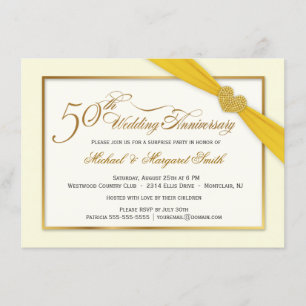 50º Aniversário de Bodas de Ouro Elegante Convite