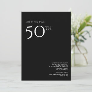50º Aniversário de Casamento Convite Preto Mínimo
