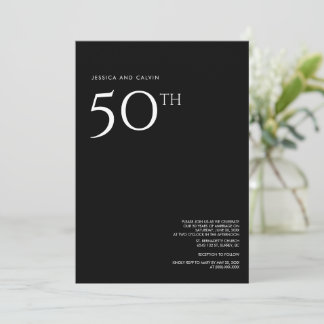 50º Aniversário de Casamento Convite Preto Mínimo
