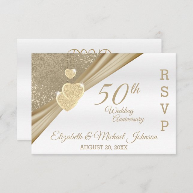 50º aniversário de casamento da Elegant - RSVP (Frente/Verso)