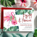 50º Aniversário do Convite Tropical Flamingo<br><div class="desc">Torne sua celebração de marco inesquecível com esses convites de 50 anos, projetados para uma divertida, única e estética festa de 50 anos. Com uma vibrante coloração aquosa rosa flamingo e uma folhagem tropical exuberante, este design é o ajustado perfeito para uma festiva festa de luau havaiana ou qualquer reunião...</div>