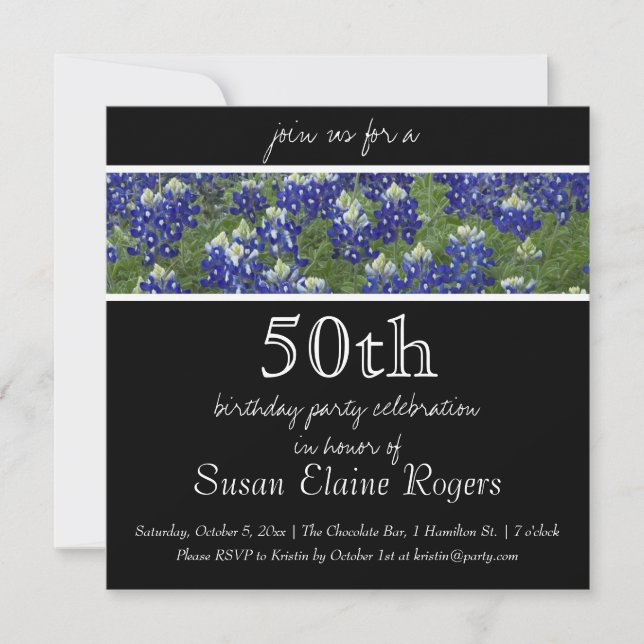 50º Aniversário do Texas Bluebonnets Convite Flora (Frente)