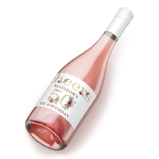 50º aniversário Dourado Floral Personalizado (Criador carregado)