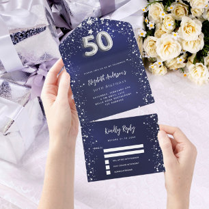 50º Aniversário estrelas marinho azul prateadas rs