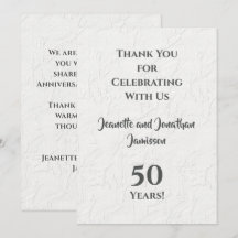 50º Aniversário Floral Branco Agradecimento Elegan