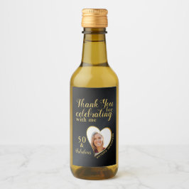 50º aniversário Foto preta e Dourada Obrigado