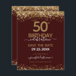 50º Aniversário Guardar o Convite de Orçamento de<br><div class="desc">Elegante brilho de ouro Faux com os realces de confete em shimmering na borda superior e inferior. Todo o texto é ajustável e fácil de mudar para as necessidades do seu próprio partido. design de modelo de 50 anos elegante excelente.</div>