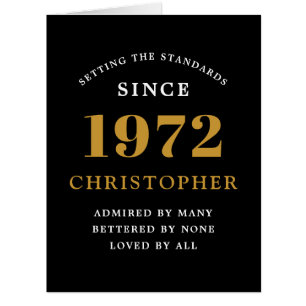 50º Aniversário Nome 1972 Cartão Elegante Doura