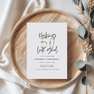 50º aniversário preto e prateado elegante moderno