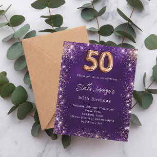 50º Aniversário - rosa de ouro roxo