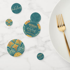 50º Aniversário Teal e Dourado Estilo de Deco de A